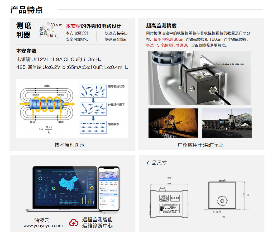 GYK12系列礦用本安型油液金屬磨損顆粒傳感器 產品特點